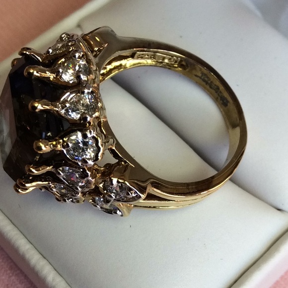 FINAL SALE PRICE 925/14K Huge Iolite +Gems Ring Size 9 - Picture 5 of 6